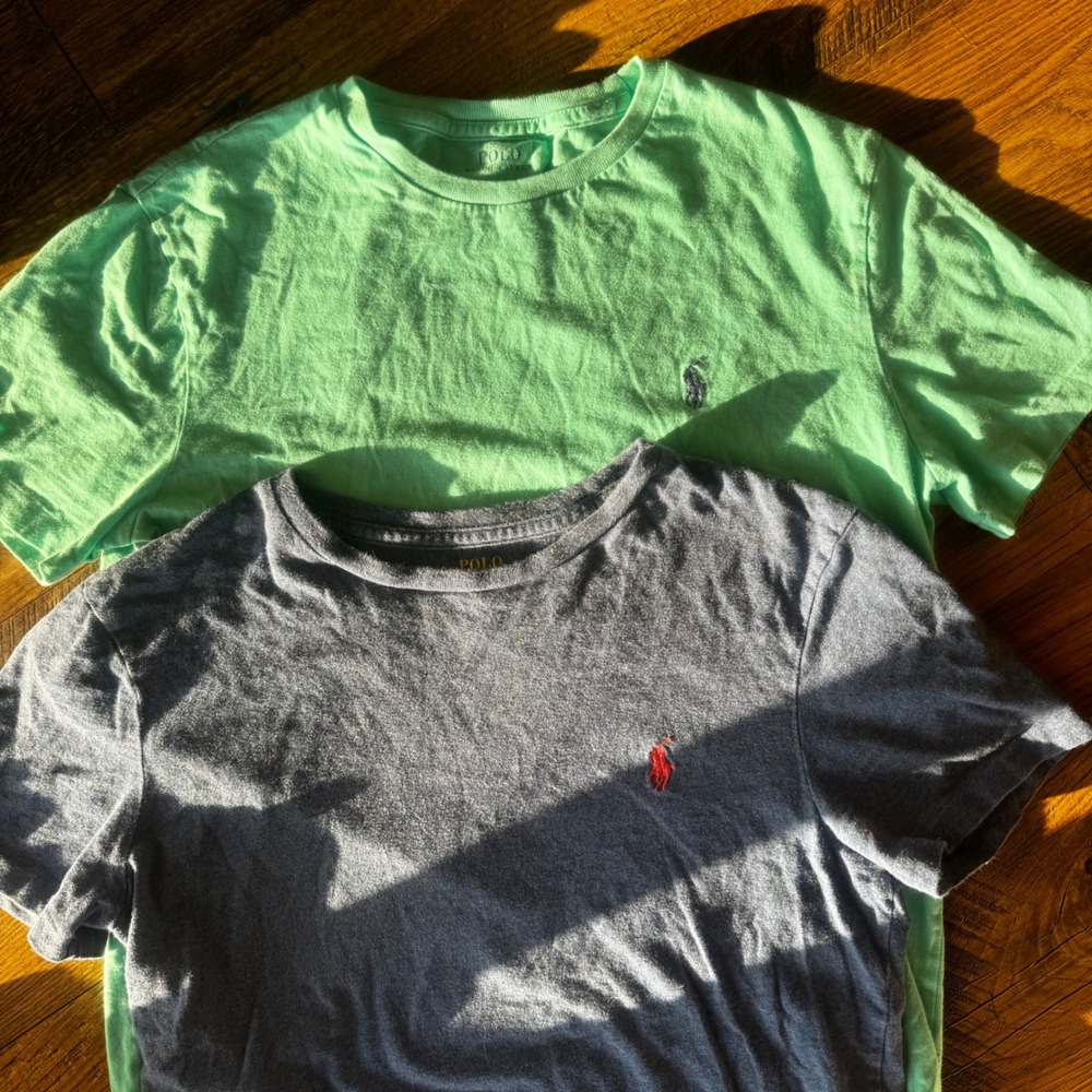 Polo Ralph Lauren Mens T-Shirt Bundle Lot of 2 Green Navy Blue Custom Slim Fit S